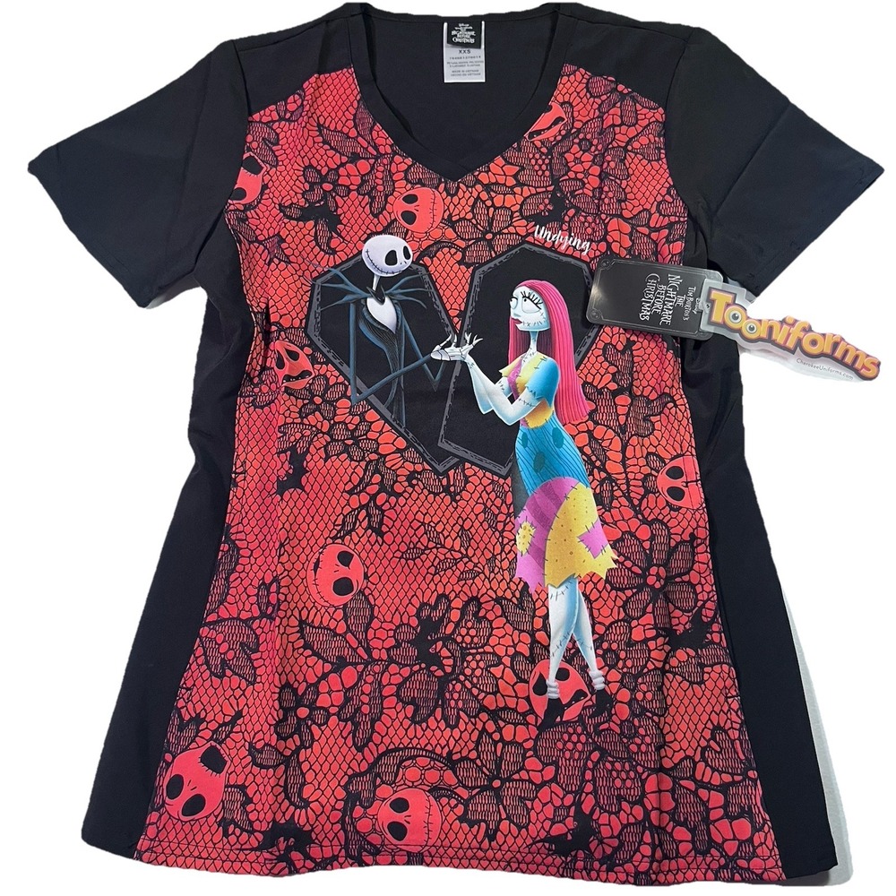 NWT Tooniforms scrub top women's Sz XXS Nightmare Before Christmas